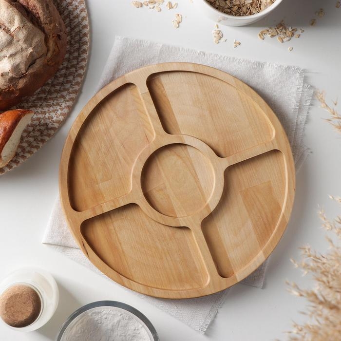 Менажница круглая Доляна, d=27 см, 5 секций, берёза Менажница круглая Доляна, d=27 см, 5 секций, берёза