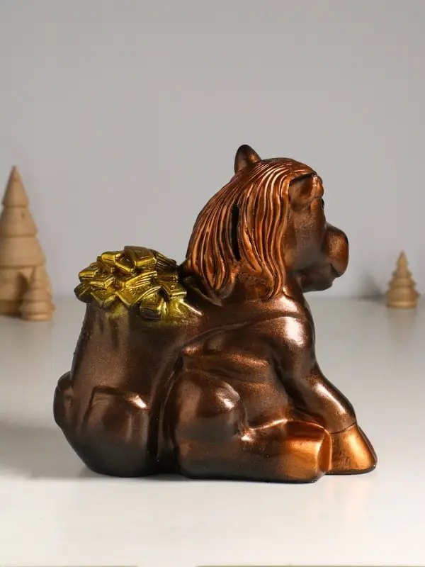 Копилка "Конь с деньгами" 21 см, бронзовый