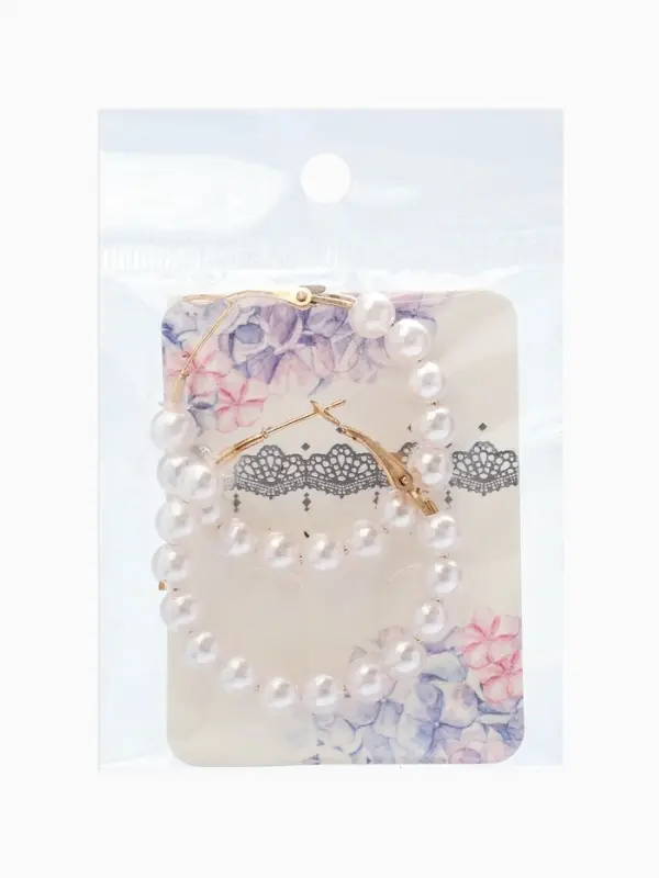 Серьги кольца с жемчугом QF &laquo;Нежность жемчуга&raquo;, d=3.5 см, белые в золоте