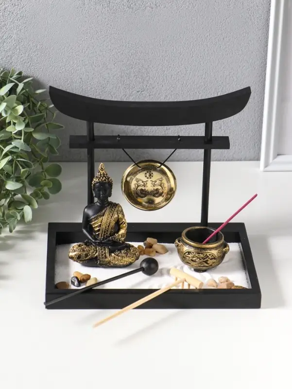 Сад Дзен "Будда у гонга" песок+камни+аромапалочки+свеча 16х22х19 см