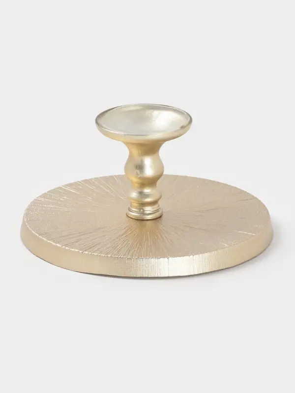 Блюдо для торта &laquo;Кувшинка&raquo;, d=21 см, на ножке, стекло, золотистое