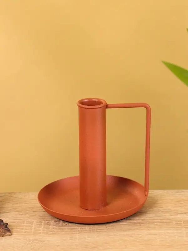 Подсвечник на 1 свечу текстурный с ручкой и блюдцем «Терракотовый», 10×10×9.5 +/- 0.5 см Подсвечник на 1 свечу текстурный с ручкой и блюдцем «Терракотовый», 10×10×9.5 +/- 0.5 см