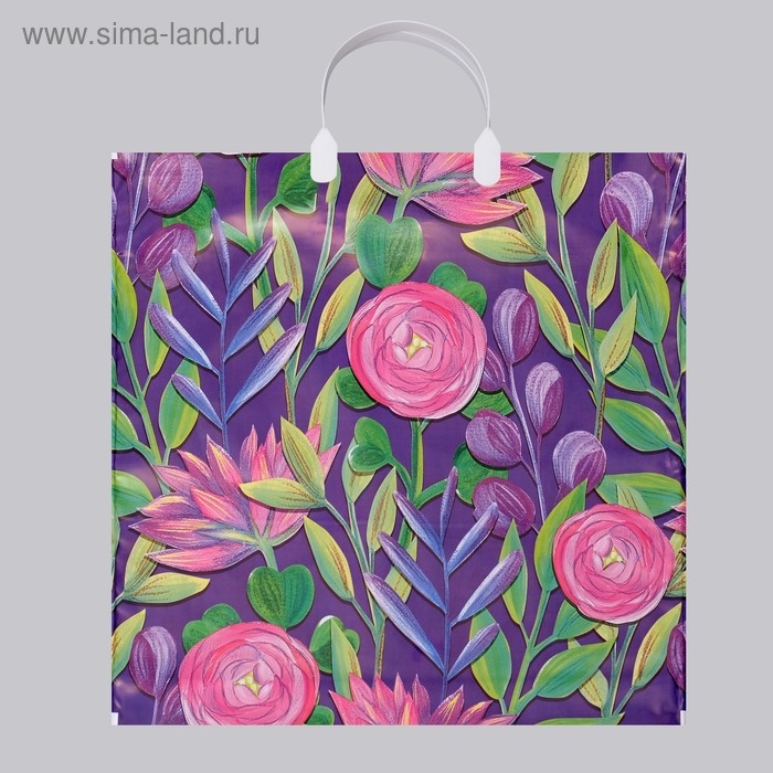 Пакет  Пакет "Лепесток", полиэтиленовый с пластиковой ручкой, 36х33 см, 80 мкм