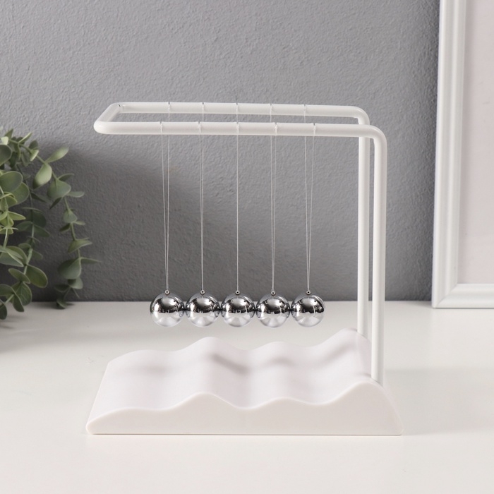 Маятник пластик Маятник пластик "Шары Ньютона. Водопад" белый 12,4х18,8х19,6 см