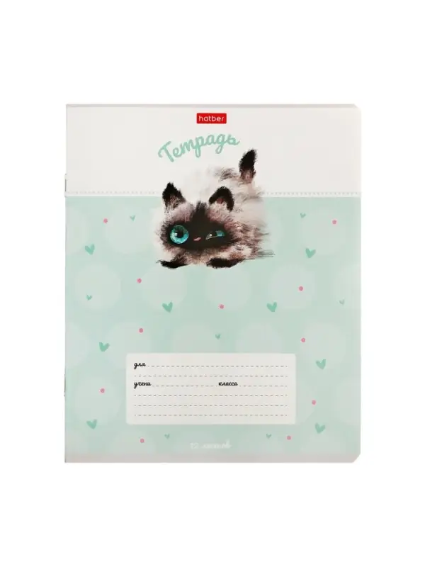 Тетрадь 12л кл Тетрадь 12л кл "Кошарики", на скобе, обл мел карт, скругл углы