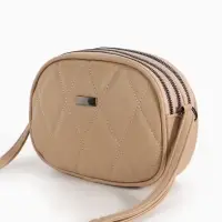 Сумка женская кросс-боди на молнии, 19&times;7&times;15 см, со стёжкой, бежевая