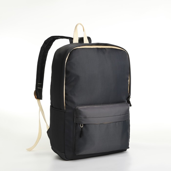 Рюкзак школьный из текстиля на молнии, 2 кармана, цвет чёрный Рюкзак школьный из текстиля на молнии, 2 кармана, цвет чёрный