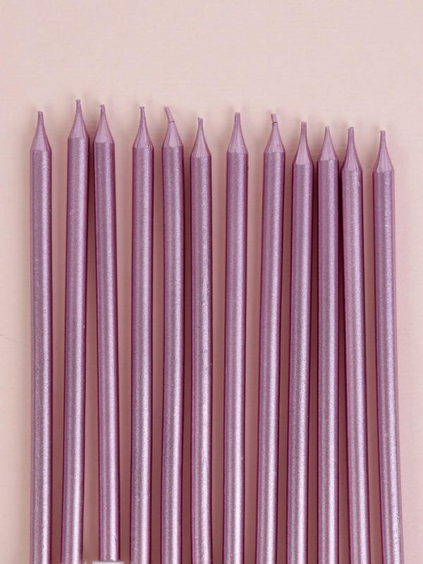 Свечи для торта Свечи для торта "Ройс", 12 шт, розовый металлик