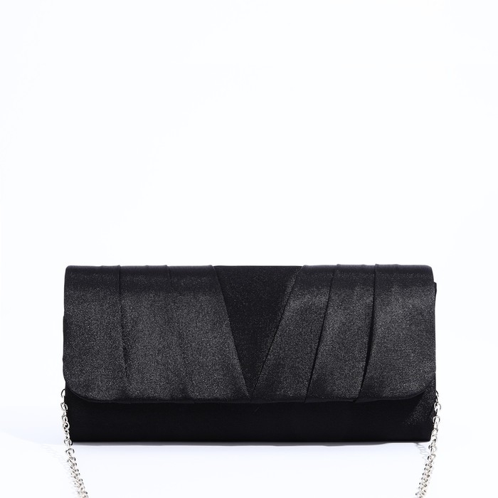 Клатч, отдел на клапане, длинная цепь, цвет чёрный Клатч, отдел на клапане, длинная цепь, цвет чёрный