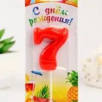 Свеча в торт «Красная», цифра 7