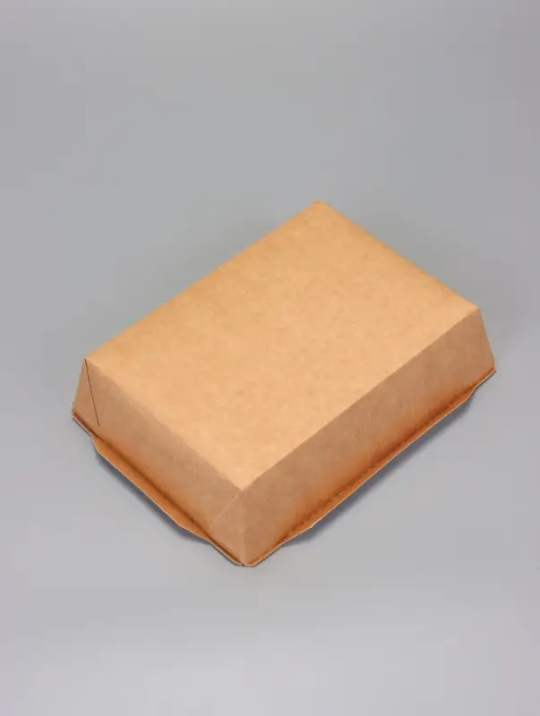 Салатник одноразовый, контейнер с плоской прозрачной крышкой, крафт, 1 л,, 20&times;14&times;5.5 см