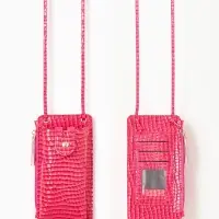 Сумка на магните, с длинным ремнём, однотонная, 10&times;2.5&times;20 см, розовая