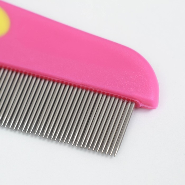 Расческа для шерсти 15,6 х 3,6 см, короткие зубья 1,7 см, розово-жёлтая Расческа для шерсти 15,6 х 3,6 см, короткие зубья 1,7 см, розово-жёлтая