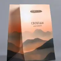 Пакет подарочный ламинированный &laquo;Высота чувств&raquo;, персиковый с серым, 11.5&times;14.5&times;6.5 см