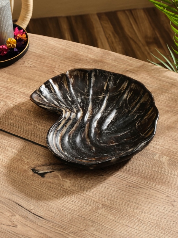 Тарелка Тарелка "Ракушка" дерево Джати, 26х23х3 см, цв. тёмно-коричневый