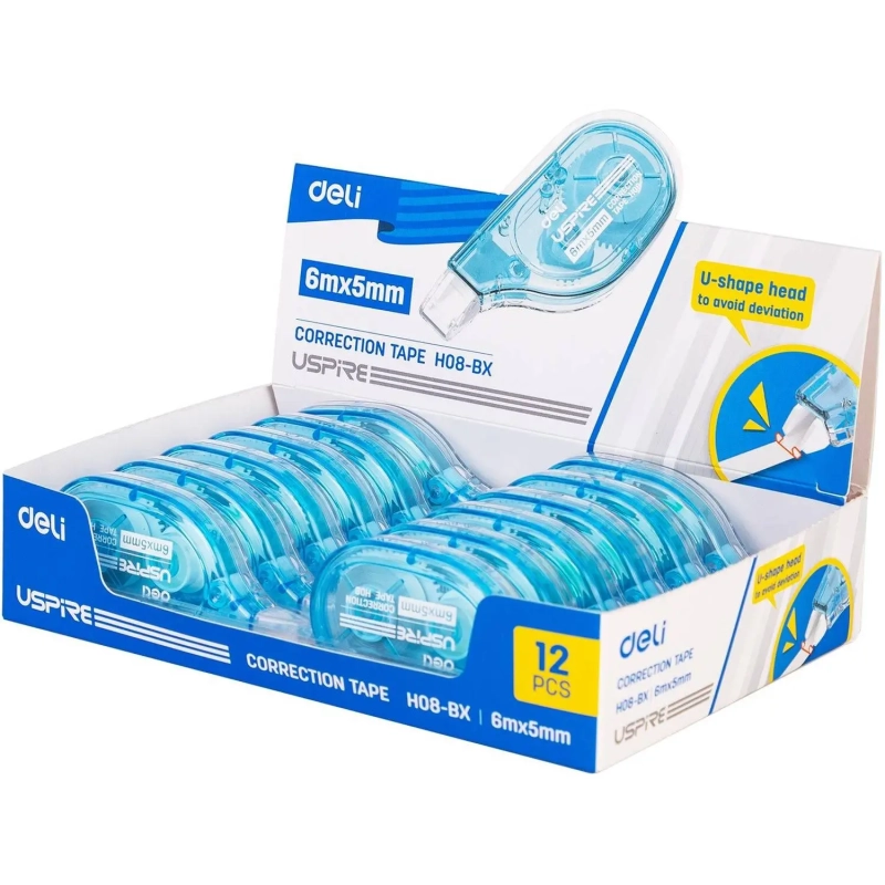Корректирующая лента Deli Uspire 5 мм x 6 м, цвет корпуса: синий