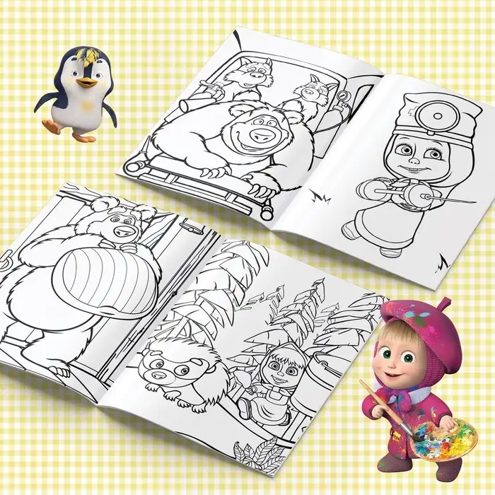 Раскраска «В гостях у медведя», А5, 16 стр., Маша и Медведь Раскраска «В гостях у медведя», А5, 16 стр., Маша и Медведь