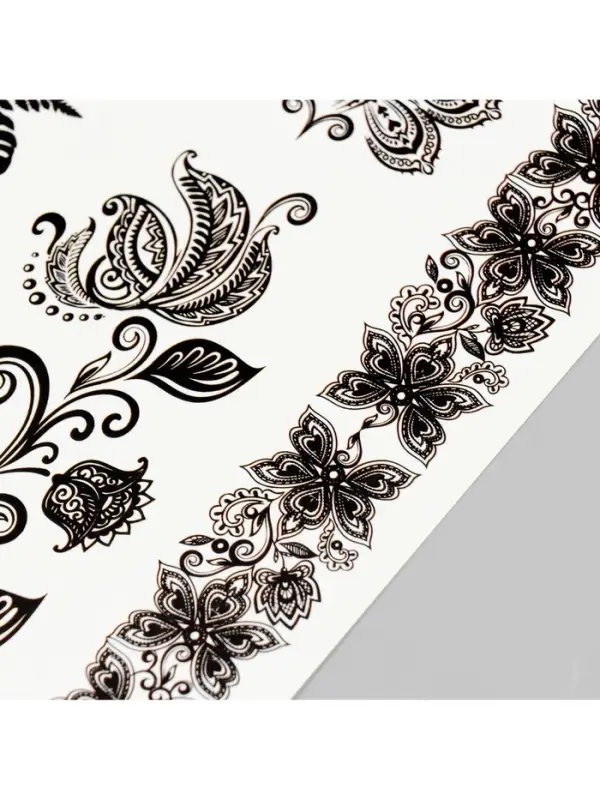 Переводные тату на тело чёрные «Цветочные орнаменты», 21×14.8 см