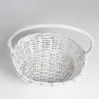 Корзина плетёная для хранения, лоза, с ручкой, овальная, серая, набор 3 шт.