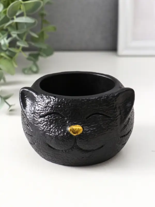 Подставка для мелочей «Кот», 6×9.5×10 см, чёрная