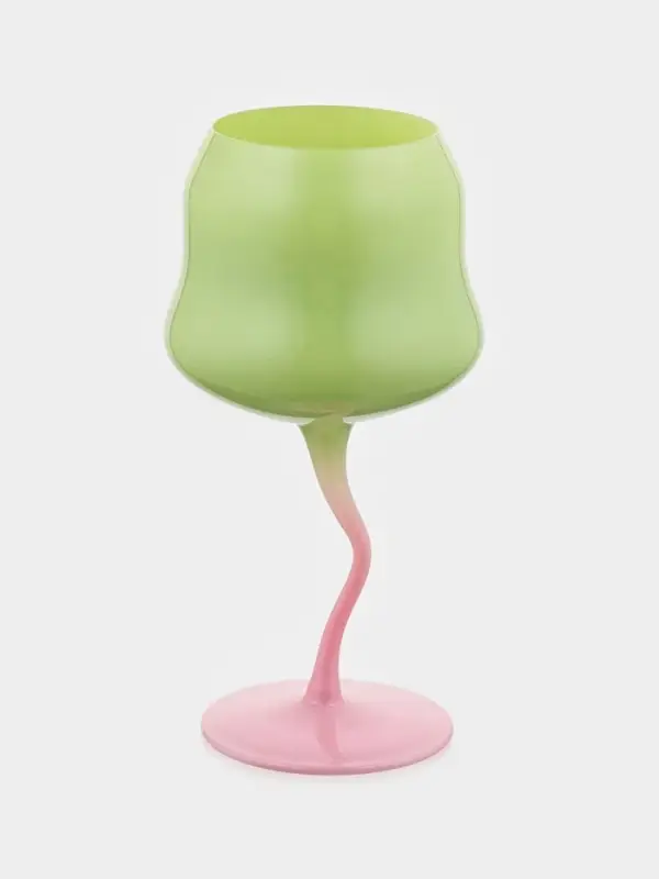 Бокалы для вина Pint, 450 мл, 8&times;19 см, набор 2 шт., стекло, зелёные, белые