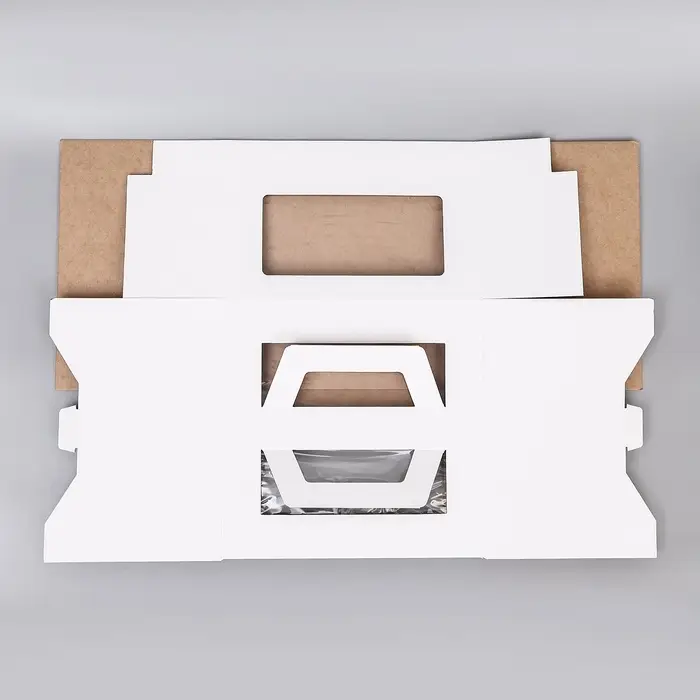 Коробка под торт 2 окна, с ручками, белая, 30&times;30&times;20 см