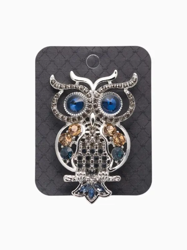 Брошь &laquo;Филин&raquo;, синяя, золотой в серебре