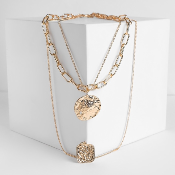 Кулон «Цепь» мятые круги, цвет золото, 60 см Кулон «Цепь» мятые круги, цвет золото, 60 см