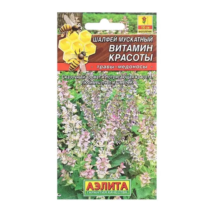 Семена Шалфей мускатный Витамин красоты Травы-медоносы Ц/П 0,2г Семена Шалфей мускатный Витамин красоты Травы-медоносы Ц/П 0,2г