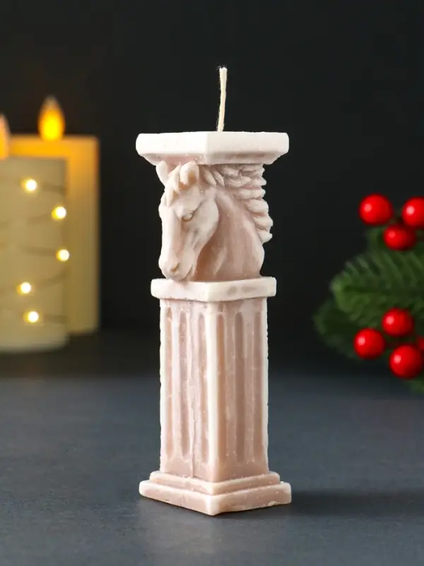 Свеча новогодняя Свеча новогодняя "Пегас" 45х120 мм, бежевый