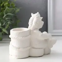 Подсвечник на 2 свечи «Конь с книгой», гипс, 10×11×11 см, натуральный