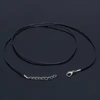 Шнурок каучуковый, неполый, 50 см, d=1.5 мм, чёрный в серебре