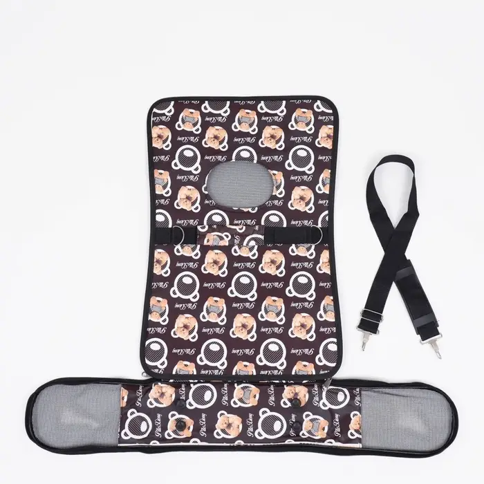 Сумка - переноска &laquo;Бурые медведи&raquo;, размер S, 37.5&times;17&times;22 см, каркасная, коричневая