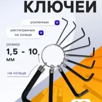 Набор ключей усиленных шестигранных на кольце ТУНДРА, 1.5 - 10 мм, 10 шт.