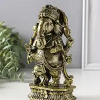 Сувенир полистоун "Ганеша в украшениях" бронза 5,5х10,5х17,5 см