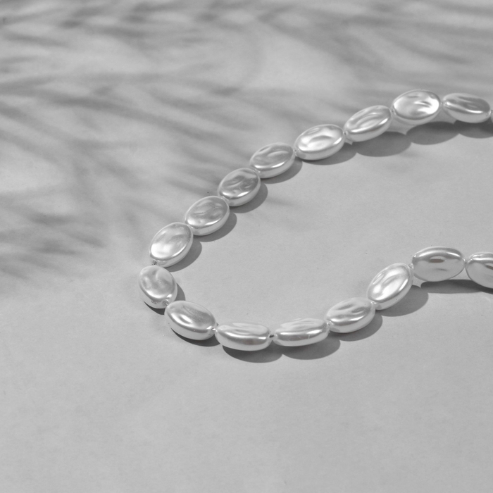 Бусины пластиковые на нити «Жемчуг» 1,3×0,9×0,6 см, (набор 90 шт.), цвет белый Бусины пластиковые на нити «Жемчуг» 1,3×0,9×0,6 см, (набор 90 шт.), цвет белый