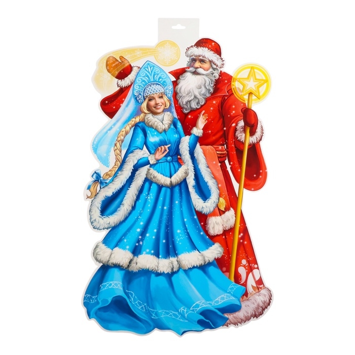 Плакат вырубной Плакат вырубной "Дед Мороз и Снегурочка" двухсторонний, 49 х 39 см