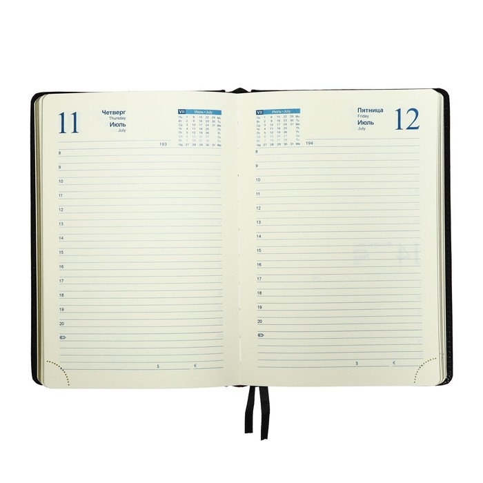 Ежедневник 2025 года A5, 168 листов в линейку, кожзам  Ежедневник 2025 года A5, 168 листов в линейку, кожзам "Небраска", серебряный срез, черный