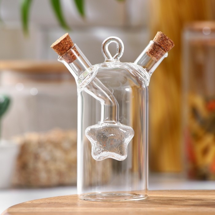 Бутыль стеклянная для соусов и масла 2 в 1 «Фьюжн. Звезда», 8×4,5×11 см Бутыль стеклянная для соусов и масла 2 в 1 «Фьюжн. Звезда», 8×4,5×11 см