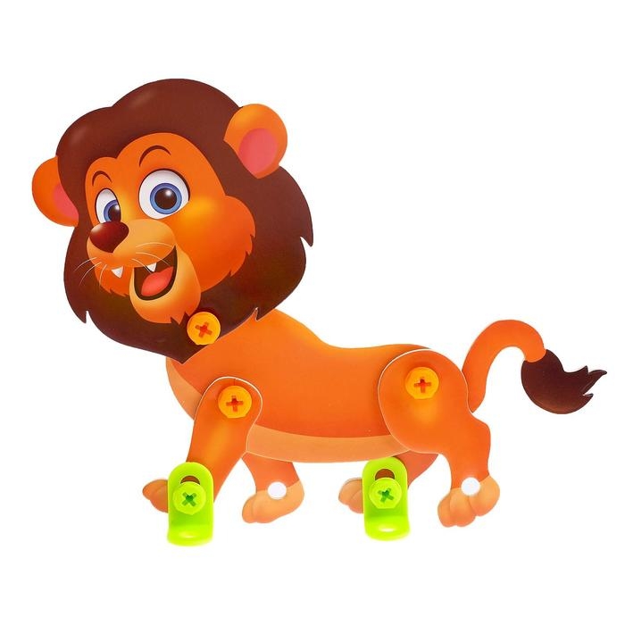 Конструктор винтовая мозаика «Животные сафари», 4 карточки, 3 инструмента Конструктор винтовая мозаика «Животные сафари», 4 карточки, 3 инструмента