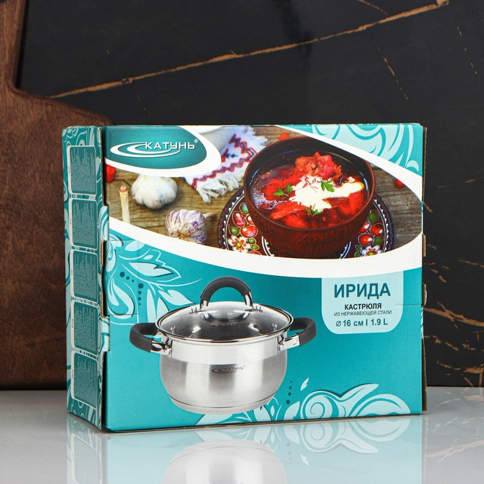 Кастрюля «Ирида», 1.9 л, d=16 см, капсульное дно, индукция Кастрюля «Ирида», 1.9 л, d=16 см, капсульное дно, индукция