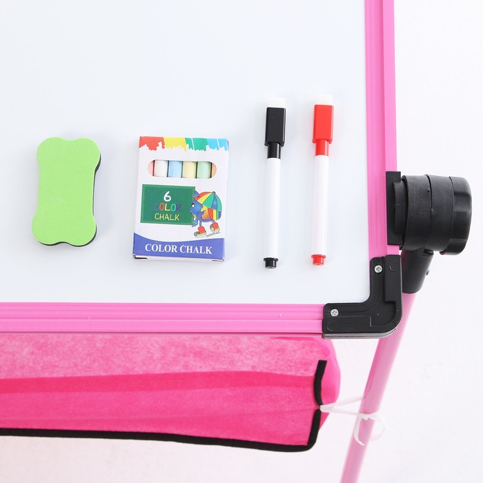 Детский мольберт «Премиум» в наборе с маркерами, мелом, губкой розовый Детский мольберт «Премиум» в наборе с маркерами, мелом, губкой розовый