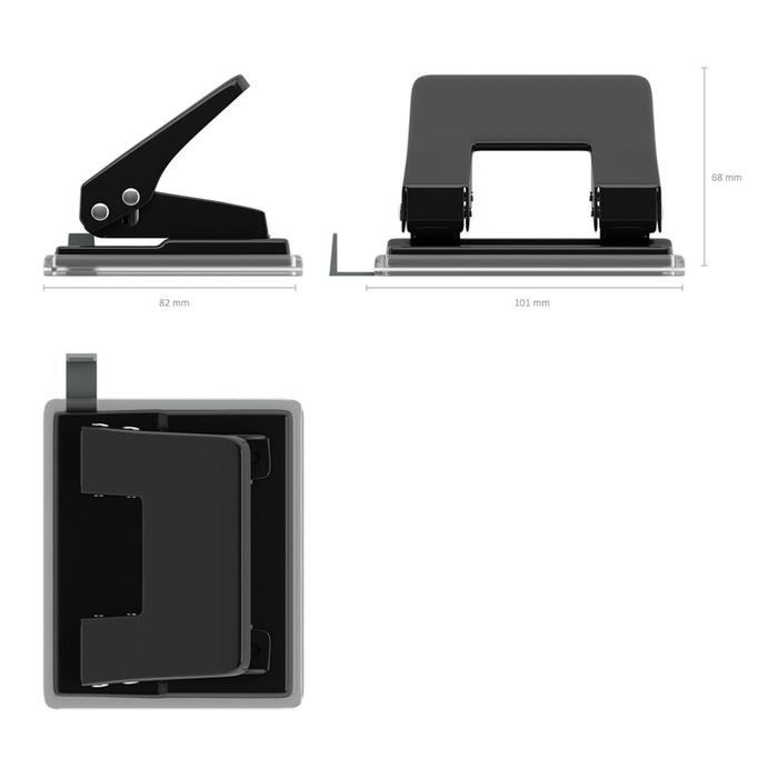 Дырокол ErichKrause Quadro, до 20 листов, диаметр прокола 6 мм, расстояние между проколами 80 мм, черный Дырокол ErichKrause Quadro, до 20 листов, диаметр прокола 6 мм, расстояние между проколами 80 мм, черный