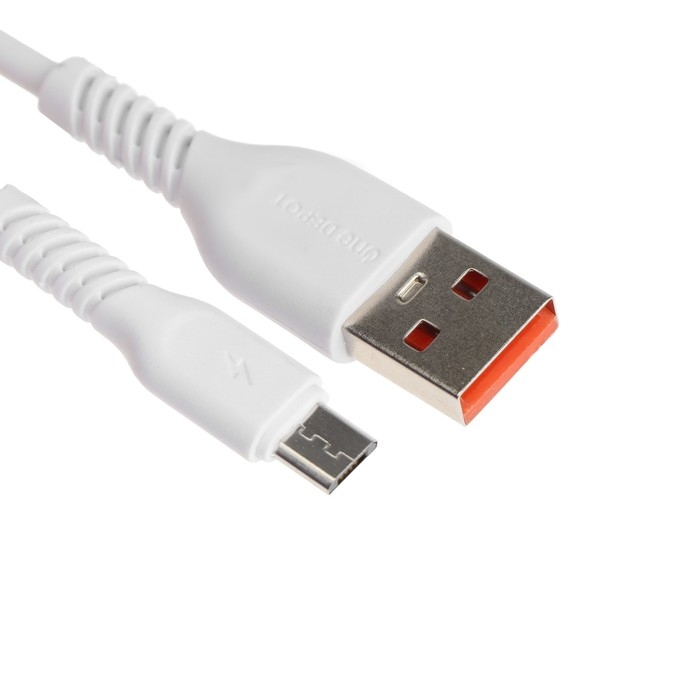 Кабель ONE DEPOT S08WM, microUSB - USB, 2.4 А, 1 метр, белый Кабель ONE DEPOT S08WM, microUSB - USB, 2.4 А, 1 метр, белый