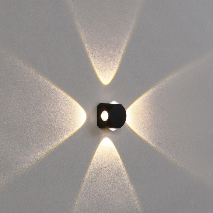 Светильник фасадный «Кубик», FSD-064, 4 Вт, 3000К, 4 луча, IP65, 220 В, пластик, черный Светильник фасадный «Кубик», FSD-064, 4 Вт, 3000К, 4 луча, IP65, 220 В, пластик, черный