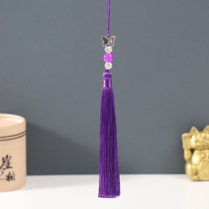 Подвеска текстиль, металл  Подвеска текстиль, металл "Бабочка" фиолетовая 1х1,2х16,5 см