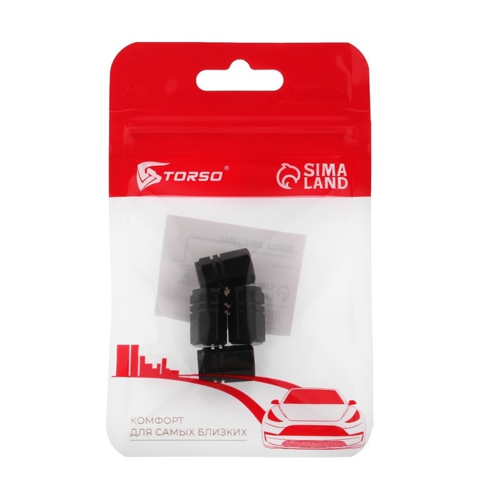 Колпачок на вентиль TORSO, черный, набор 4 шт Колпачок на вентиль TORSO, черный, набор 4 шт