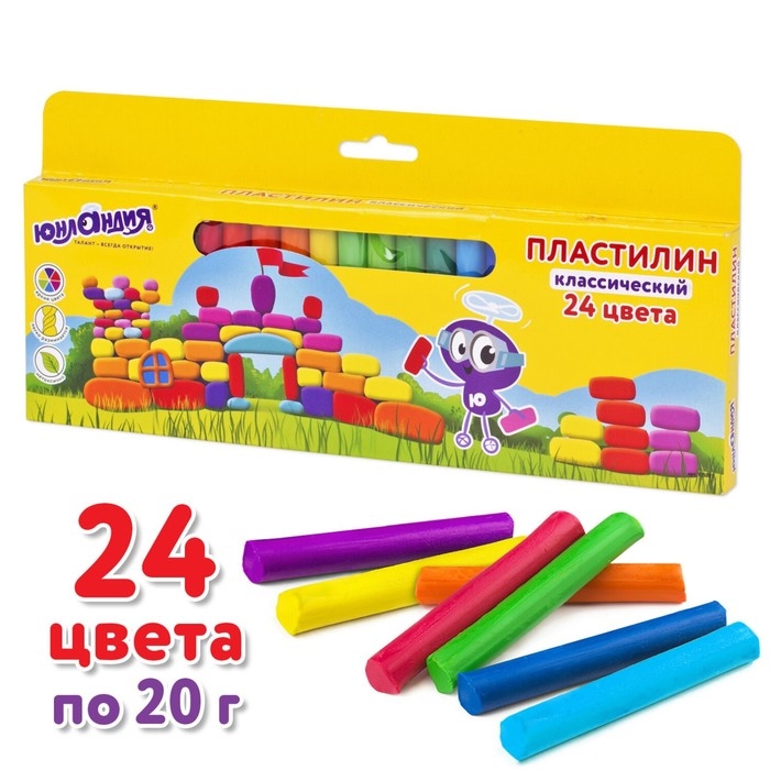 Пластилин 24цв 480г ЮНЛАНДИЯ ВЫСШЕЕ КАЧЕСТВО (Таиланд), 105031 Пластилин 24цв 480г ЮНЛАНДИЯ ВЫСШЕЕ КАЧЕСТВО (Таиланд), 105031