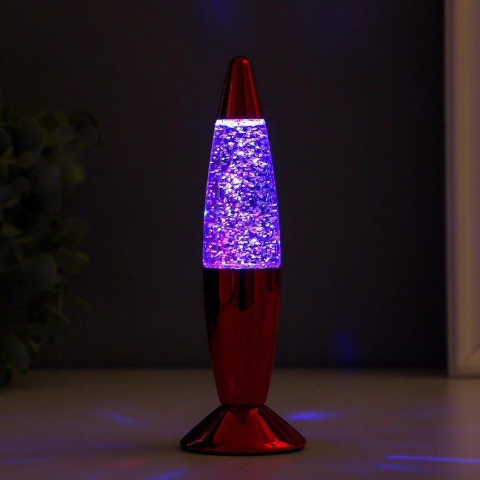Светильник  Светильник "Красная ракета" LED, лава, блёстки, от батареек 3хLR44 19 см RISALUX