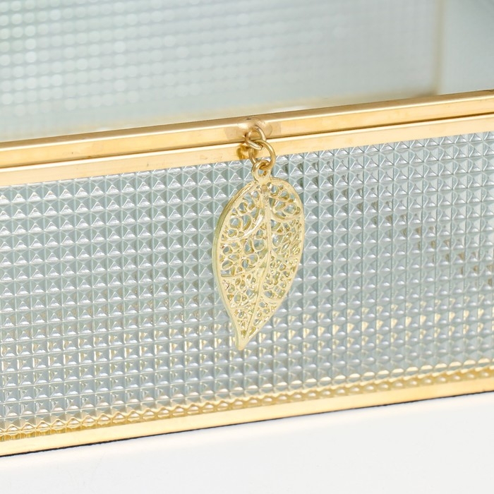 Шкатулка стекло с металлическим каркасом Шкатулка стекло с металлическим каркасом "Прямоугольная. Квадратики" 18,5х14х6,5 см